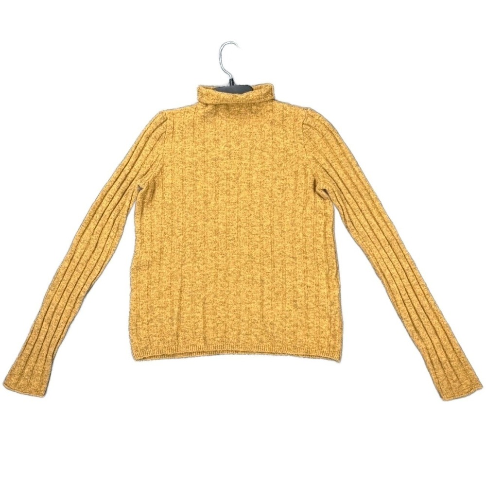 Madewell Womens Small Ribbed Turtleneck Sweater Wool Alpaca Blend Mustard Yellow